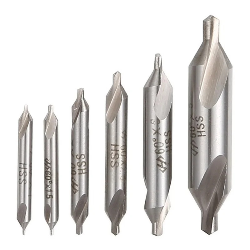 5/6pc HSS Combined Center Drills 60 Degree Countersinks Angle Bit Set 1.0mm 1.5mm 2.0mm 2.5mm 3.5mm 4mm 5mm Metal Drill Bits | Инструменты