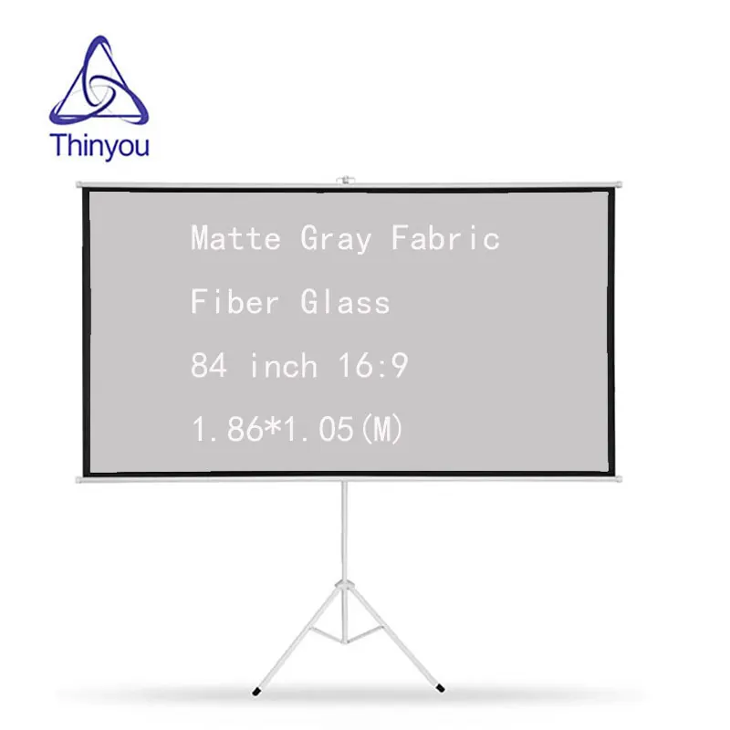 

Thinyou 84inch 16:9 Tripod Projector Screen Matte Gray Fabric Fiber Glass Gain Portable Pull Up Braceket with Stand Tripod