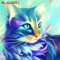 ruopoty 60x75cm frame diy oil painting by bumbers animal cat abstract acrylic paint by numbers for adults home decors