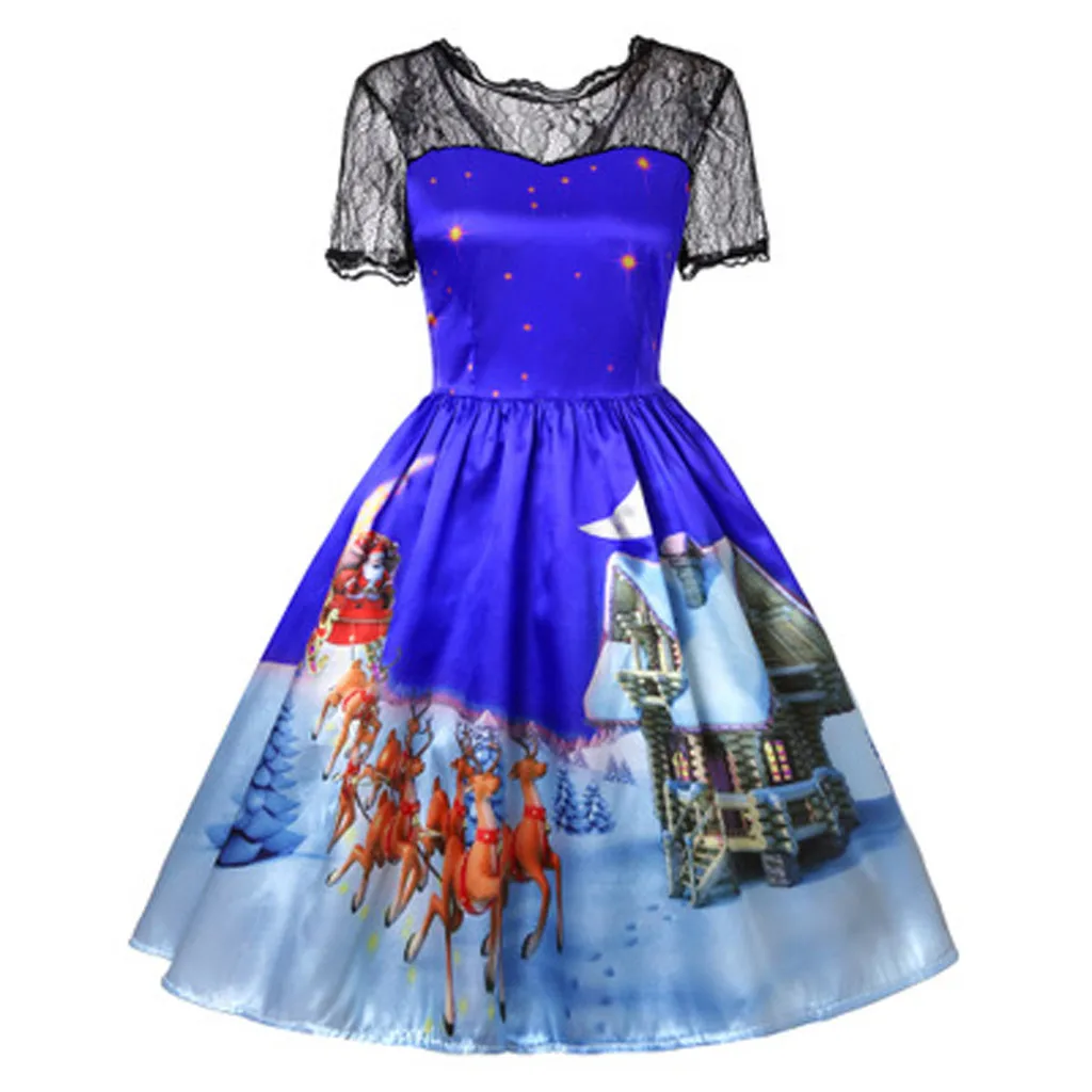 Новое модное женское кружевное платье с принтом вечернее большого размера