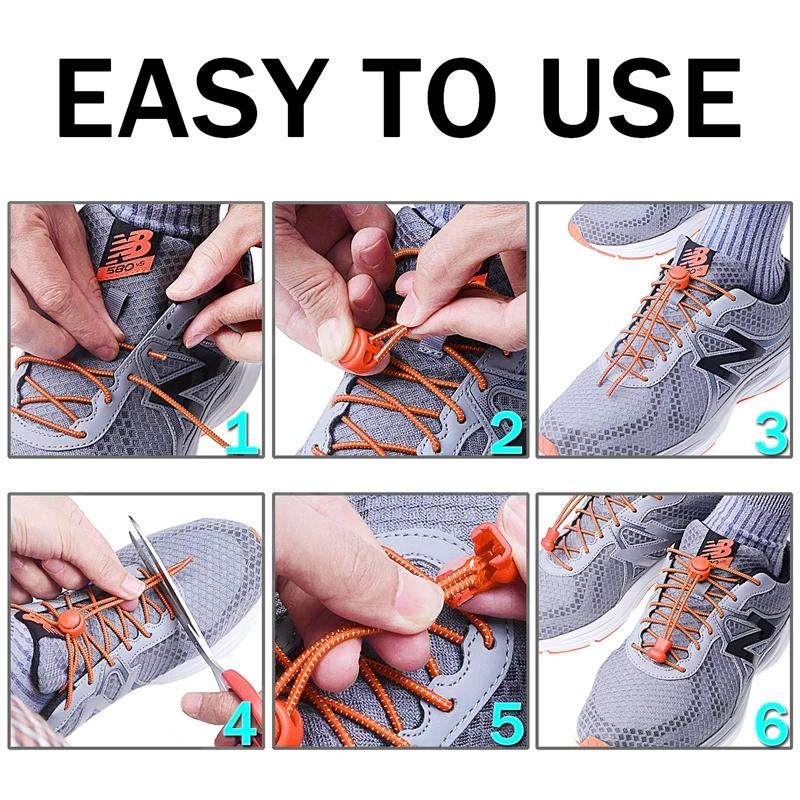 1 Pair Elastic Shoe laces Round Locking No Tie Shoelaces Kids Adult Quick Lazy Laces Rubber Sneakers Shoelace 22 Colors
