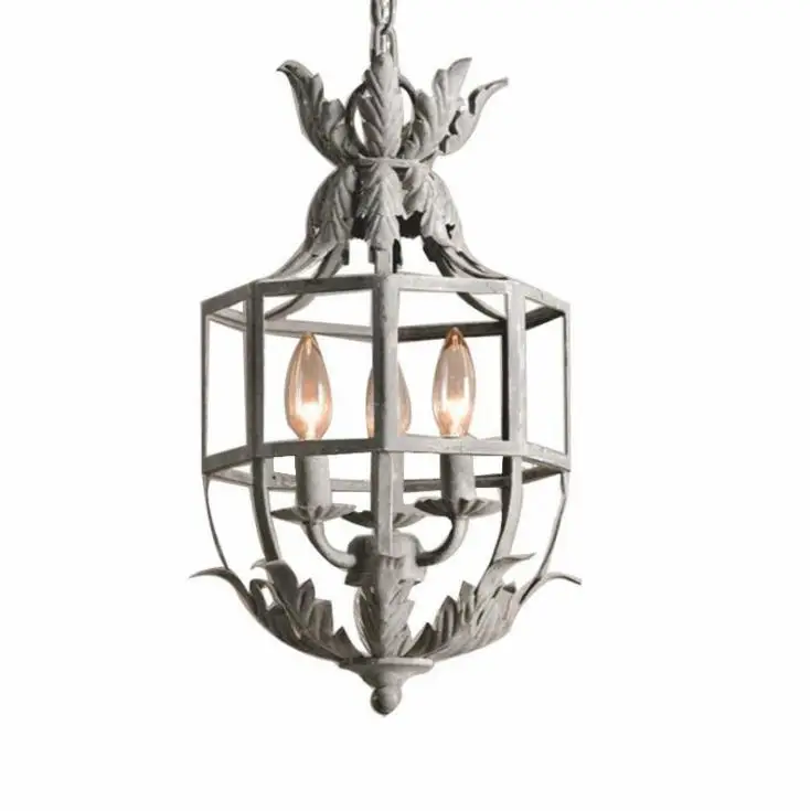 

French chandelier retro old iron lamp pendant Princess children's bedroom porch corridor chandelier
