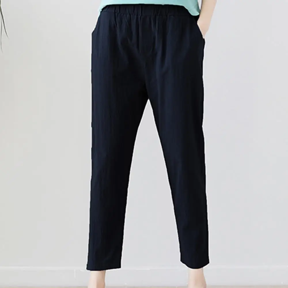 Женские брюки весна лето осень тянущаяся Талия Хлопковые Штаны для ног средних и