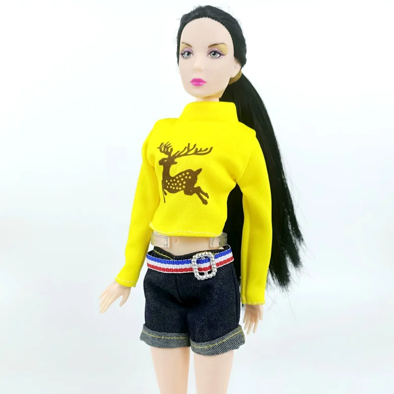 Elk Tops Hoodies Short Jean Pants Doll Clothes for Barbie Outfit Suit Set 1/6 BJD Dolls Best Christmas Gift Kid | Игрушки и хобби
