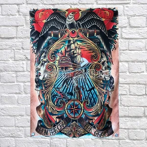 Old school Tattoos Poster Banners Bar Cafe Hotel Theme Wall Decor Tattoo Tool Hanging Art Waterproof Cloth  Fabric Flags