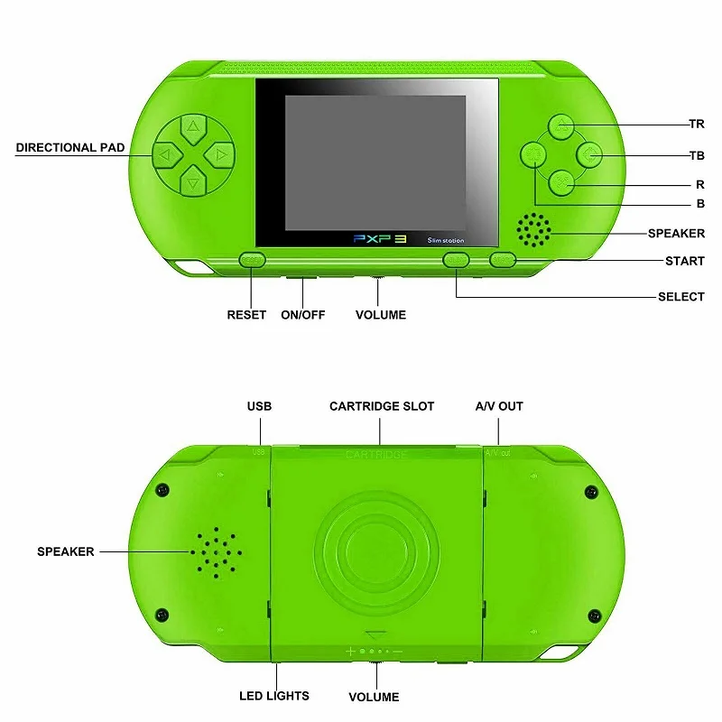 Портативная 16 битная ретро консоль TIPTOP PXP3 для тонких видеоигр портативная
