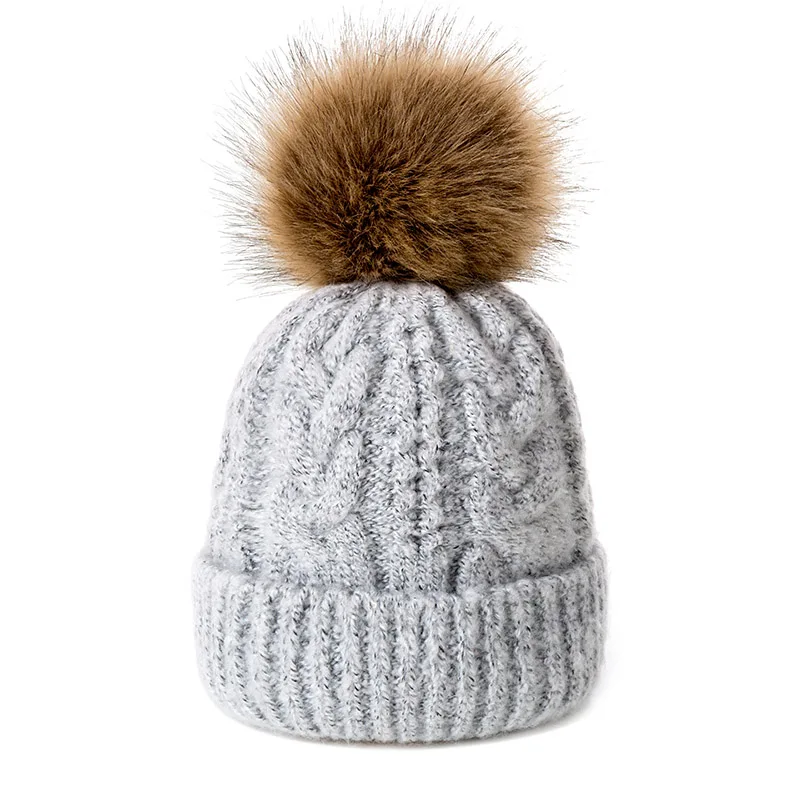d New Women's Hat For Women Winter Warm Knit Solid Color Wool Cap Warm Women's Skullies Beanies Hat Knitted Hats Casual Cap - Цвет: d