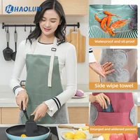 creative patent linen apron waterproof apron household large pocket hand wipe lace up sleeveless apron