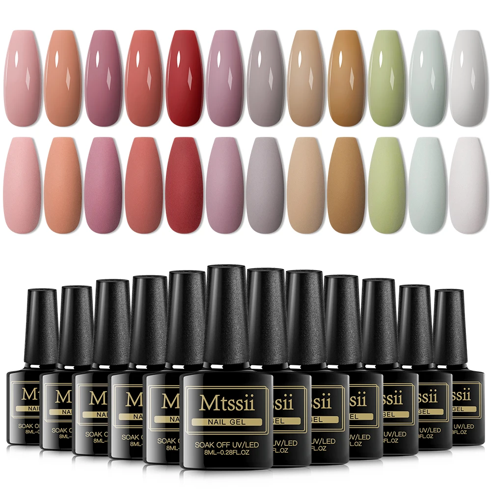 

Mtssii 12 шт Матовый Гель-лак набор Гибридный Лаки био-Гели Soak Off УФ гель-светодиодный! Полупостоянная все для маникюра Гель-лак для нейл-арта ком...