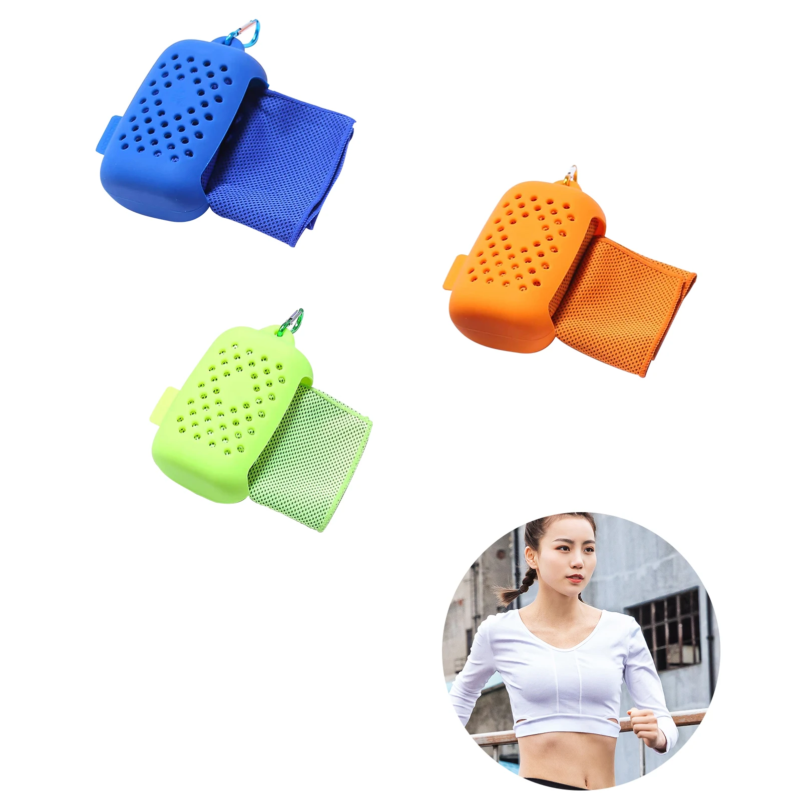 

Colors Quick Drying Polyester Towel Soft Sports Body Cooling Towel Portable Outdoor Fitness Running Towel Silicone Storage Bag