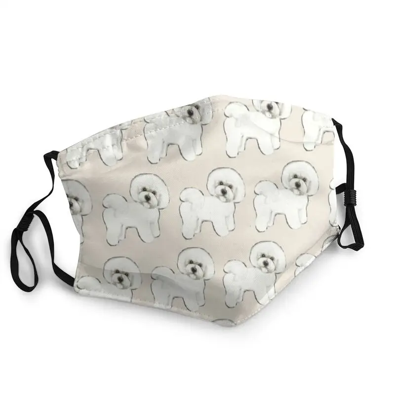 

Bichon Frise On Cream Face Mask Unisex Adult Dustproof Dog Mask Protection Respirator Non-Disposable Mouth Muffle