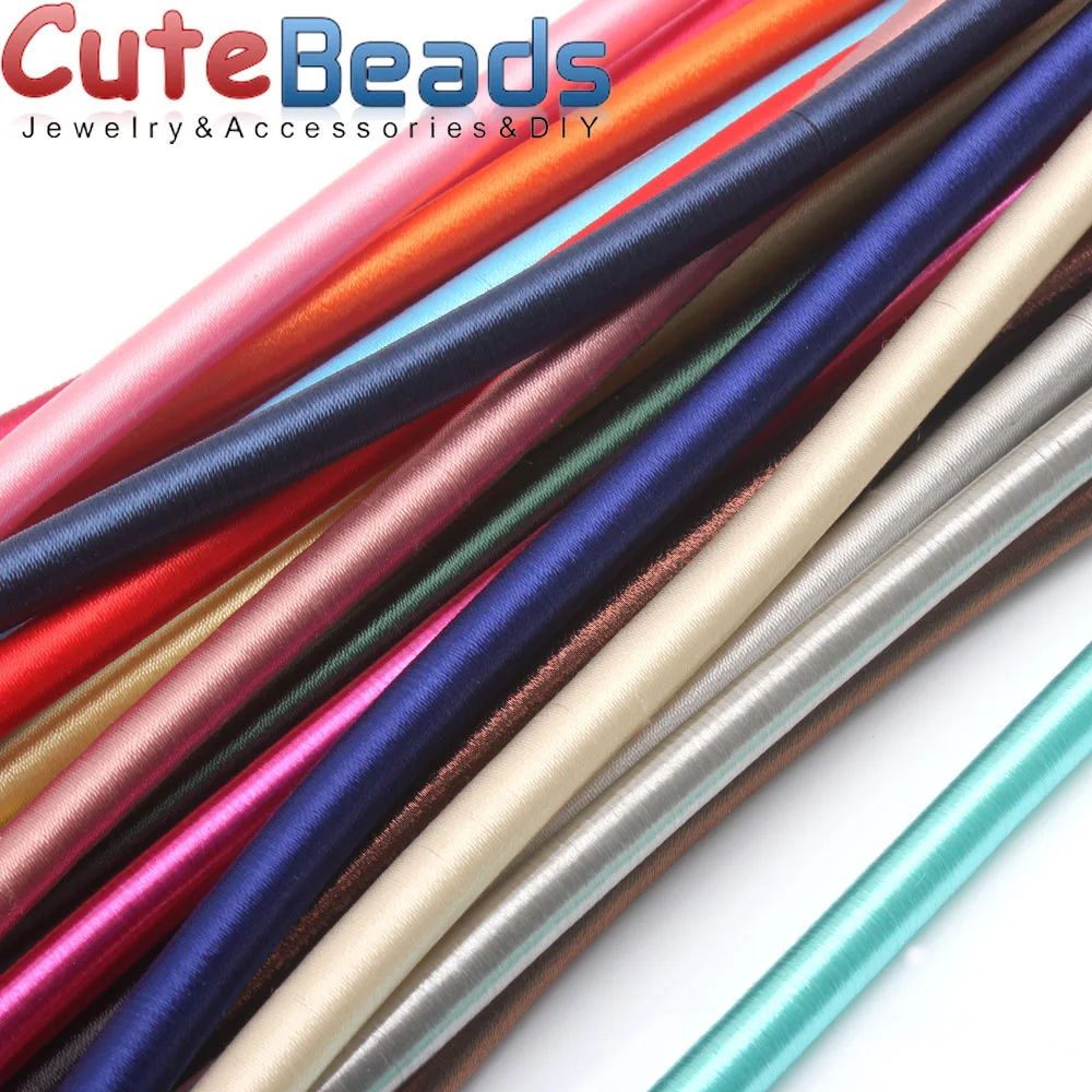 8 мм 46 см искусственный шелк красочный шнур полый резиновый DIY ожерелье браслет
