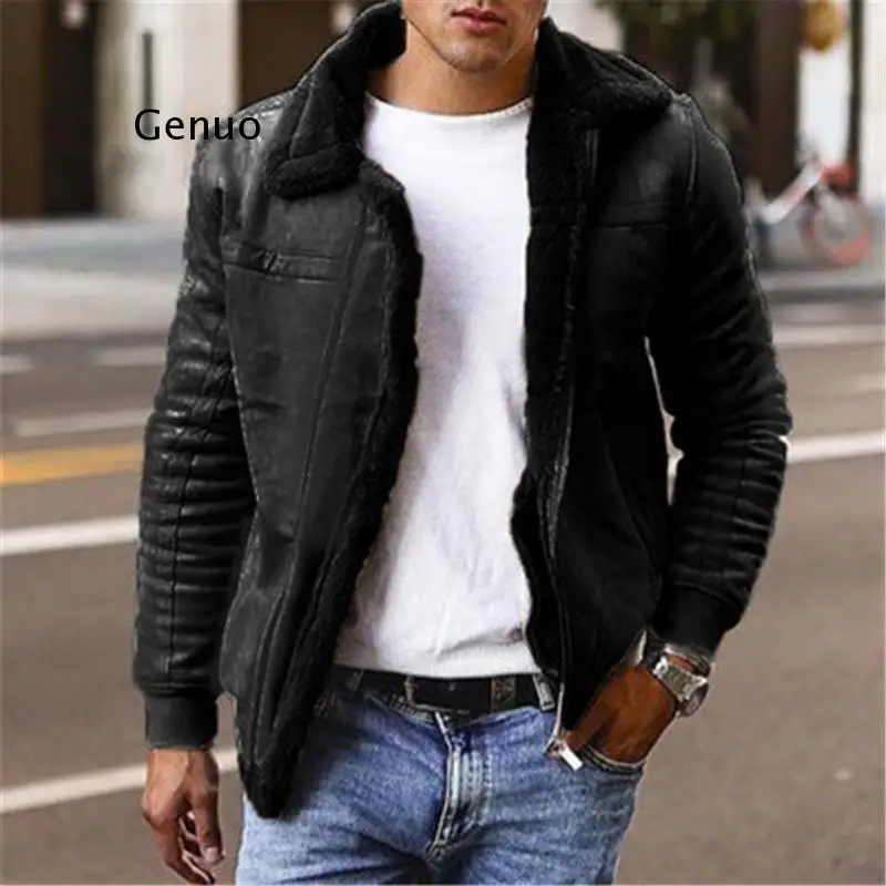 Мужская теплая куртка на флисовой подкладке однотонная утепленная из