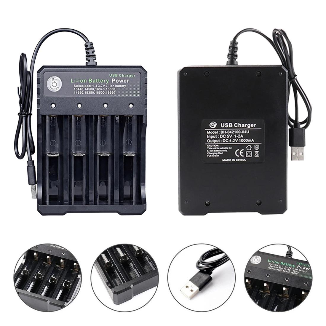 Зарядное устройство с USB портом для аккумуляторов 18650 В переменного тока|Зарядные