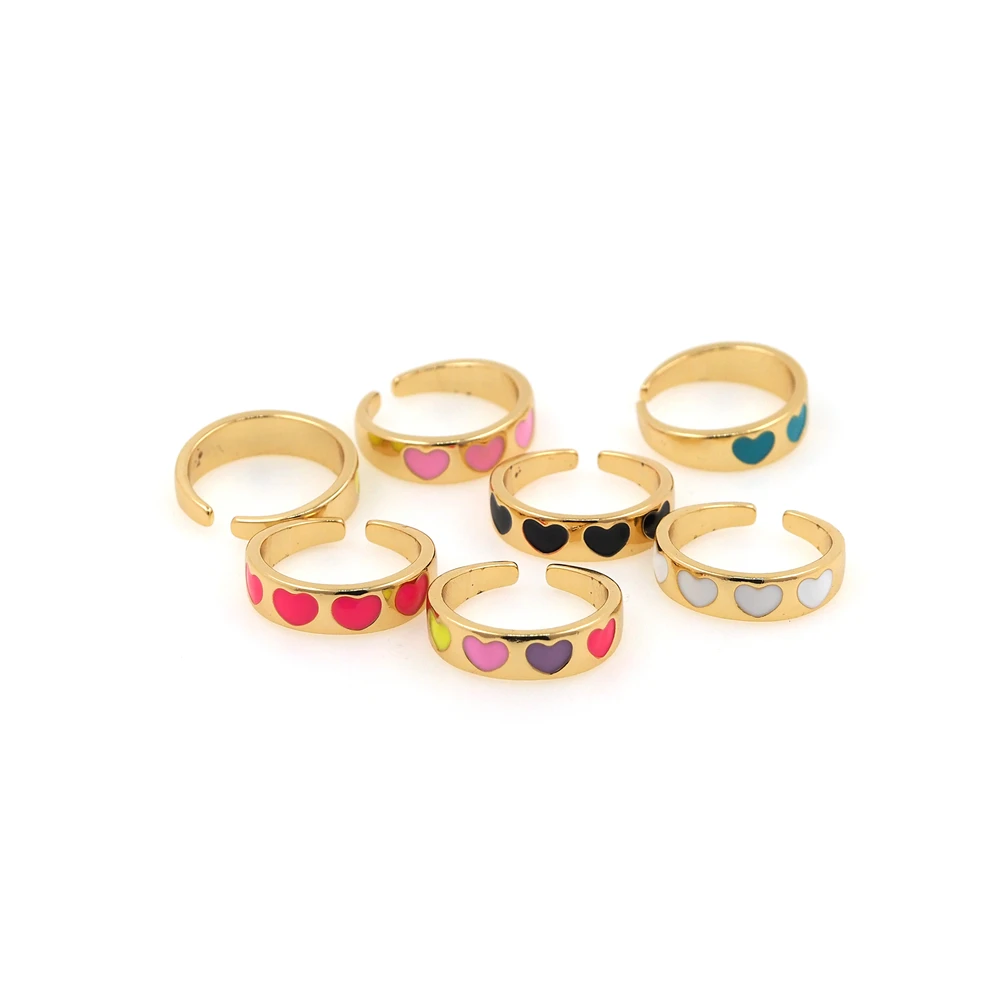 Красочное эмалированное Открытое кольцо в форме сердца модное и романтическое
