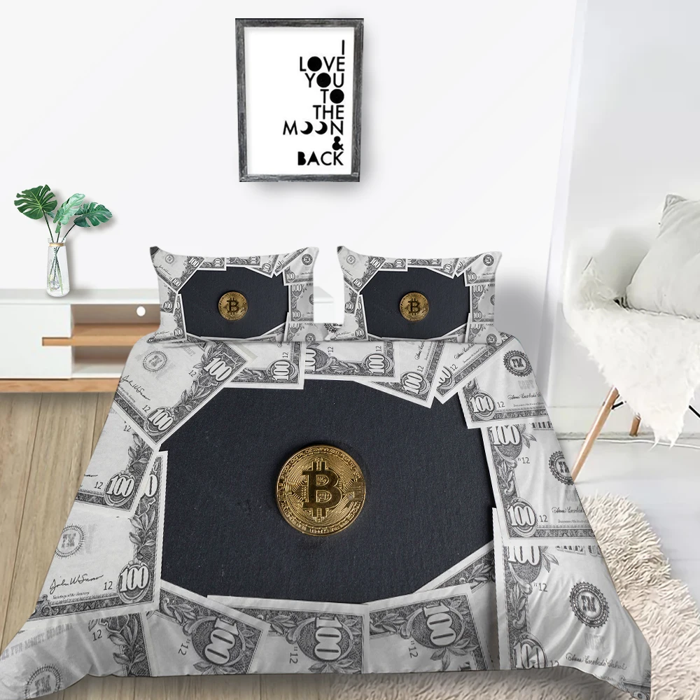 Комплект постельного белья с изображением денег мягкий креативный трехмерным