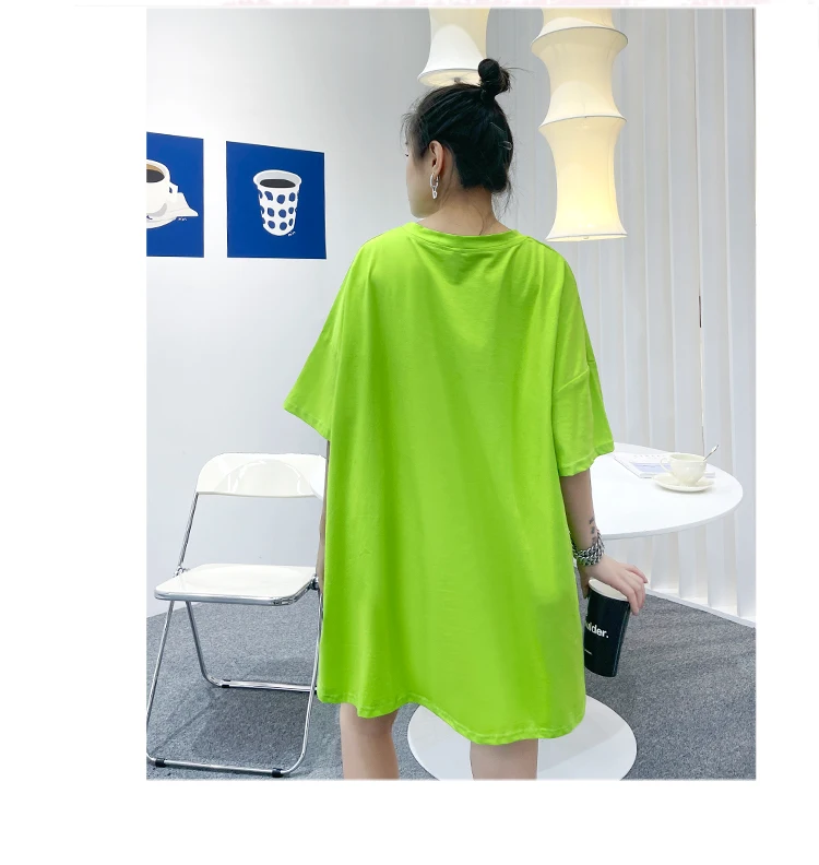 

European and American Streetwear Hip Hop Oversize Short-sleeved T-shirt Women 2021 Summer Thin Printed Loose Tops Tees Shirts
