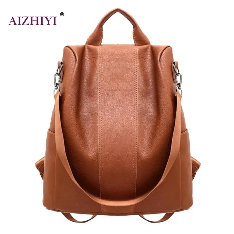 

New Fashion Backpack Classic Delicate Women Retro Backpack Student Leather School Bag Solid Color Travel Shoulder Bag