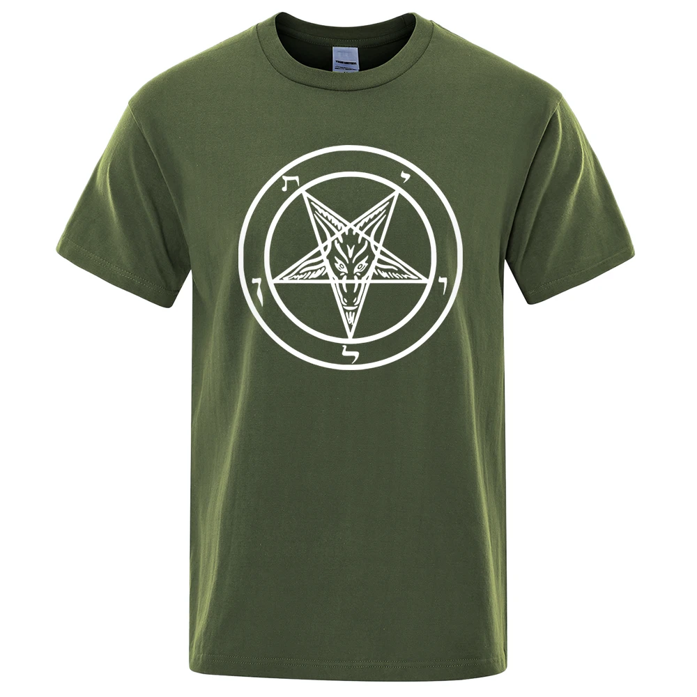 

Male T-shirt Pentagram Gothic Occult Satan Men's T Shirt Fashion Short-sleeve Cartoon Printed Tshirt Cool Tops Tees Man Clothing