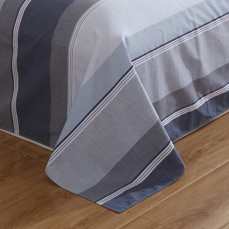 Простыня в полоску модный двуспальный комплект постельного белья белого синего