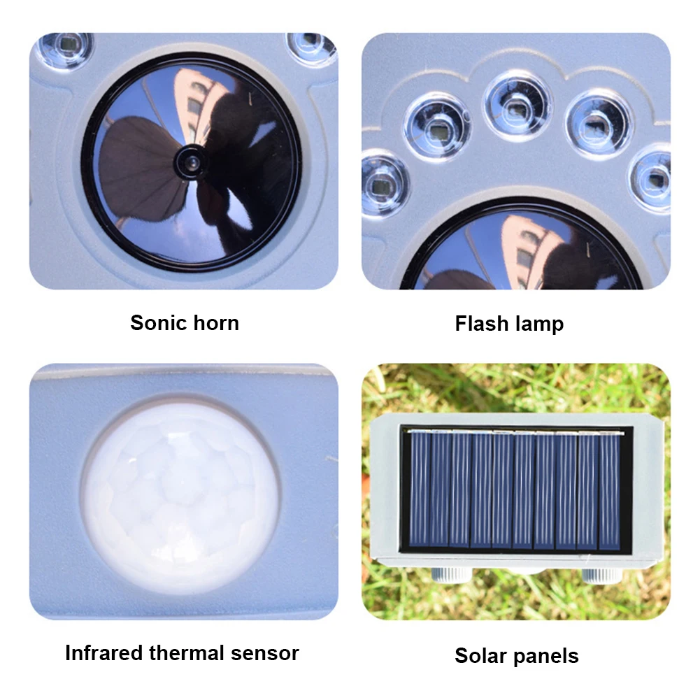 

Outdoor Solar Powered Ultrasonic Animal Repeller Infrared Sensor Bird Dog Cat Repellent Garden Supplies 355x100mm
