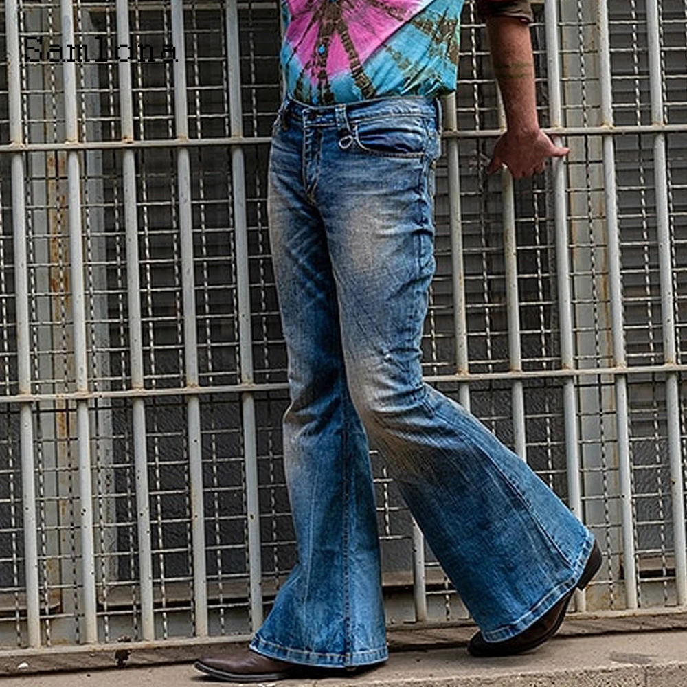 Plus size 3XL Men Jeans Boot Cut Denim Pants 2021 Slimming Bottoms Pant Male Patchwork Denim Jeans Pencil Trousers Mens clothing