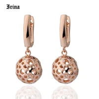 2022 new hot rose gold color fashion hollow metal round gold ball pendant earrings for women party wedding jewelry earrings