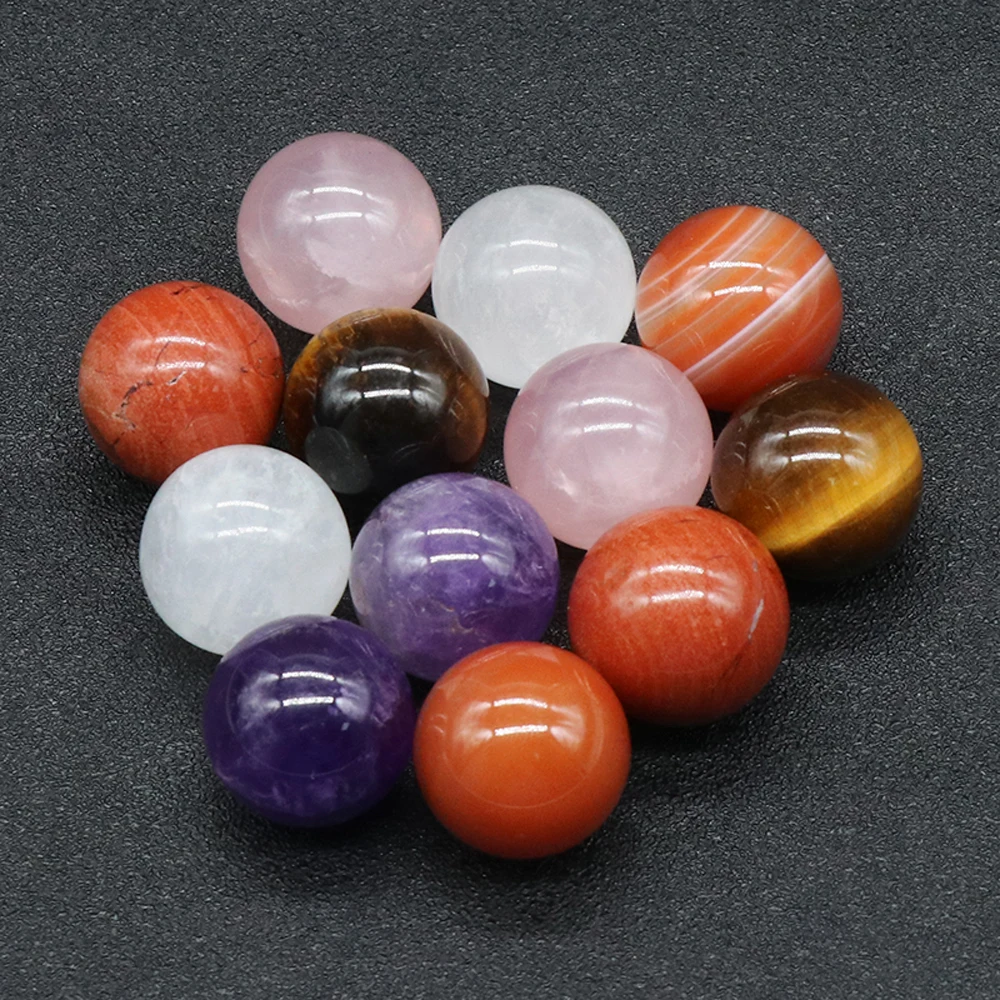 

Natural Stone Spar Amethyst Fluorite Non-porous Round Ball Shape Round Bead DIY Home Ball Decoration Exquisite Gifts Size 18mm