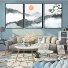 Настенная картина в китайском стиле, настенный постер для дома, спальни, гостиной, украшение на холсте без рамки, с изображением облаков и солнца