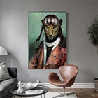 Леопардовая плакат с пилотом настенная Картина на холсте картина на стену смешное животное Военная картина для гостиной Куадрос домашний декор