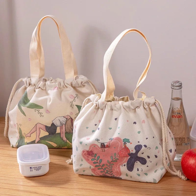 

Nordic Canvas Lunch Bag Kids Women Thermal Bag Insulated Waterproof Tote Carry Storage Picnic Bento Pouch