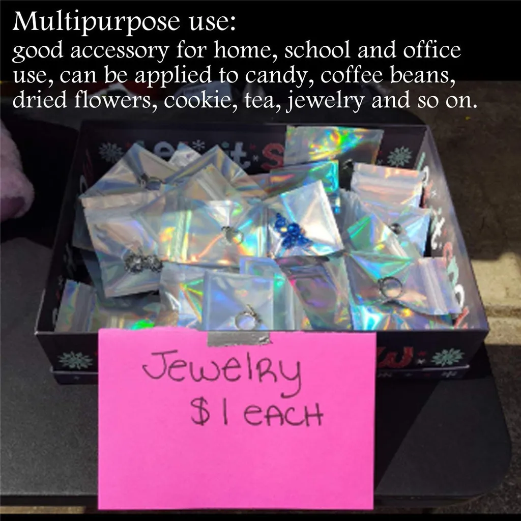 100 ПК мешки замка застежка молнии Resealable Алюминий Фольга плоский замок на сумка