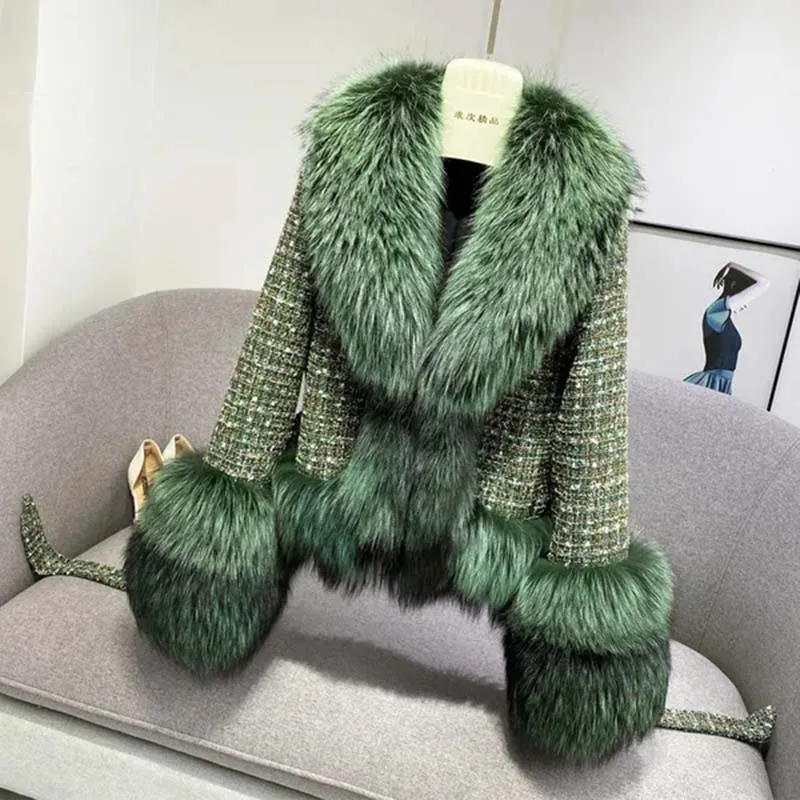 Паркер Женское пальто с воротником из лисьего меха Повседневная женская меховая