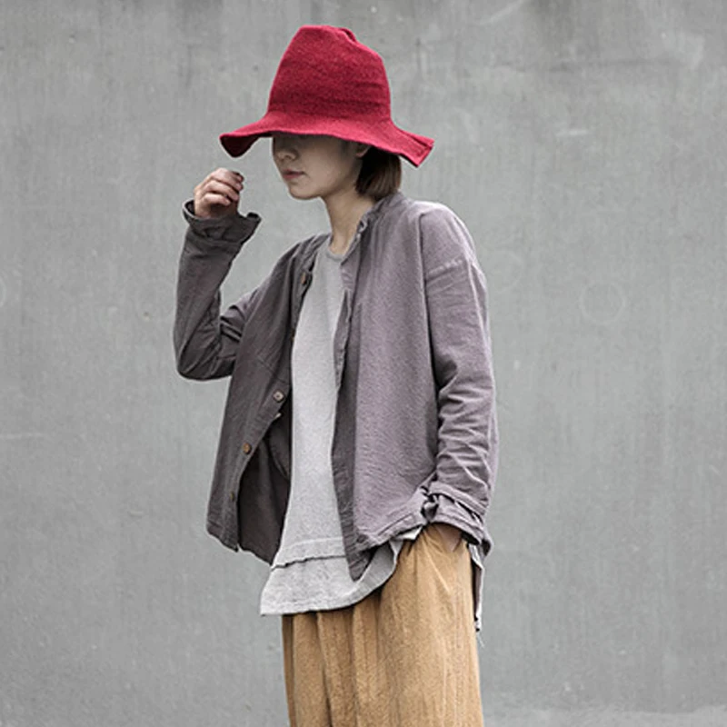 Новинка 2019 простая Однотонная рубашка с воротником-стойкой и манжетами на