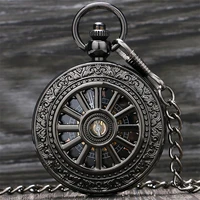 blacksilvergold hollow wheel pattern mechanical hand winding pocket watch vintage pendant clock gifts pocket chain timepiece