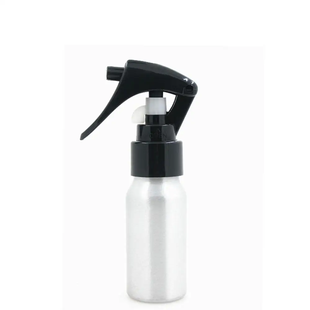 Серебристая металлическая бутылка 30 мл/1 унция с белым/черным пульверизатором