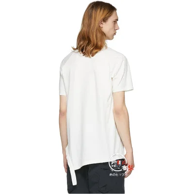 

Summer New Fashion Hem fur-lined t-shirt deconstructed simple short-sleeved shirt comfortable cotton black and white t-shirt