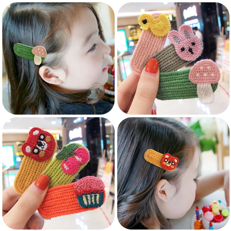 Милые мягкие вязаные заколки для волос ручной работы с героями мультфильмов