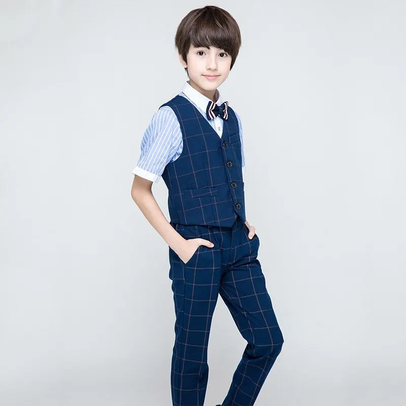 Темно Синие Клетчатые брюки для мальчиков весенние однотонные черные 2021 одежда 4