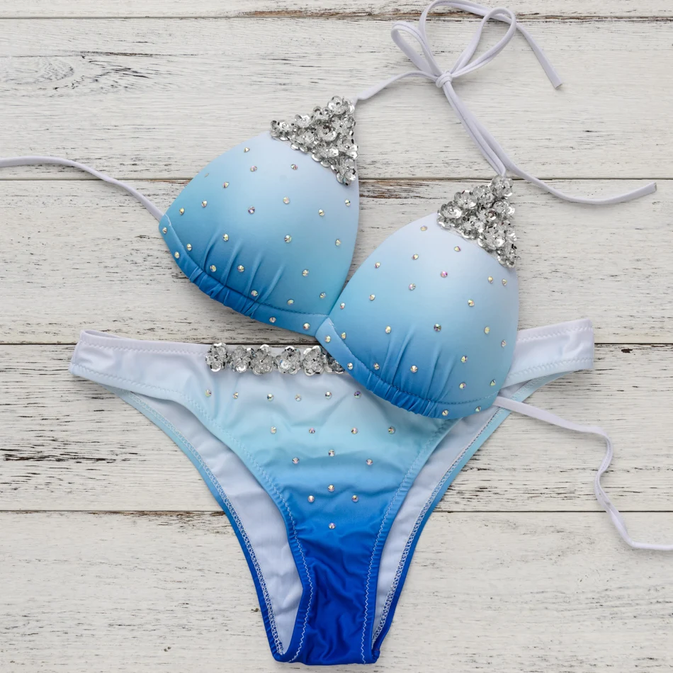 

Купальник женский с чашками пуш-ап, роскошный купальный костюм с цветочными блестками, Стразы для шитья, пляжная одежда