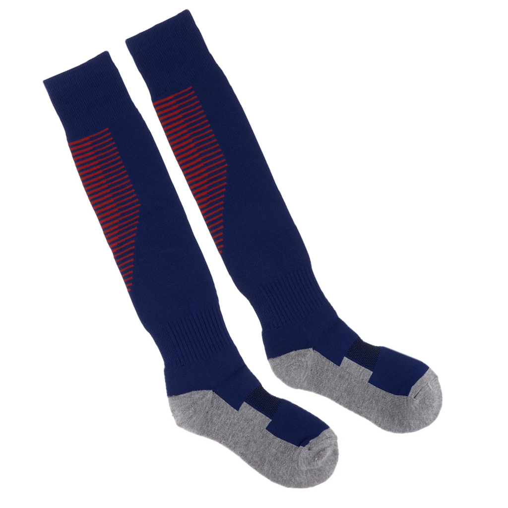 Royal Blue with Red Футбольные спортивные гольфы, удлиненные чулки, спортивные носки с длинным рукавом, мужские впитывающие пот чулки - Цвет: Royal Blue with Red