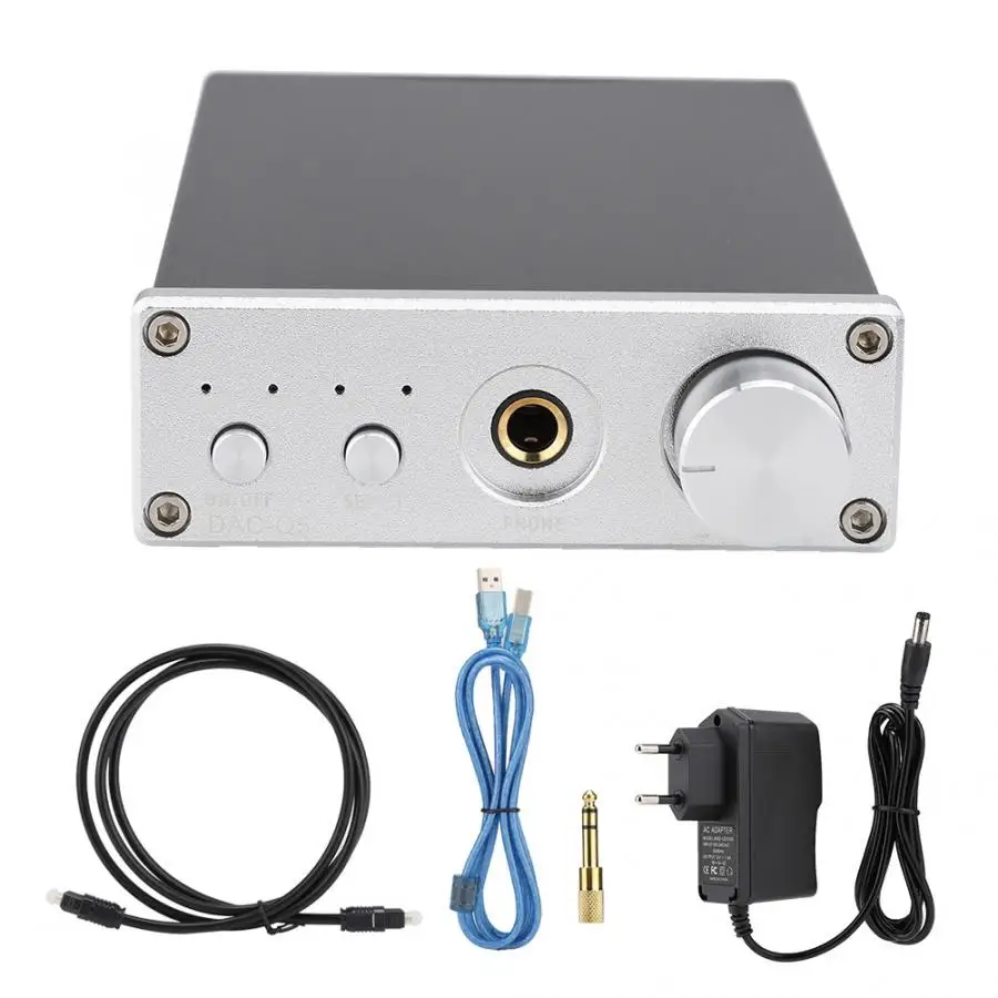 DAC-Q5 HIFI стерео 24 бит/192 кГц для RCA/6,35 мм разъем для наушников выход усилитель для наушников 110-240 в усилитель активных динамиков - Цвет: EU Plug