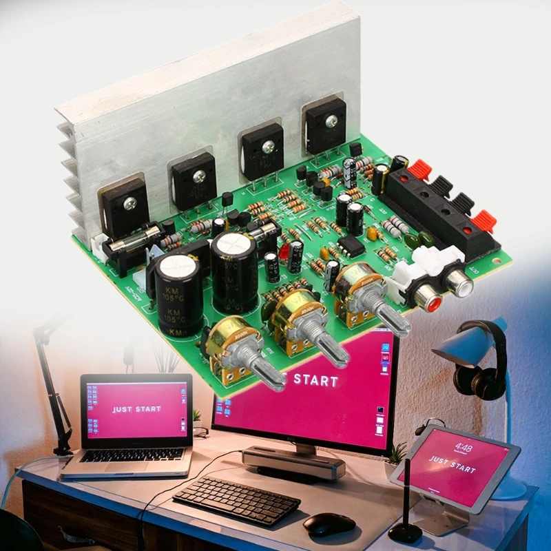 

K1KF High Power Amplifier Board with 2x80W & Dual Filter Capacitors Board with FET Chip & 4558 OP AMP TYP