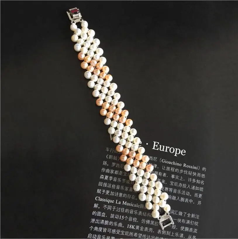 Новинка 930 + Новый Изысканный жемчужный браслет многорядный маленький 5-6 мм