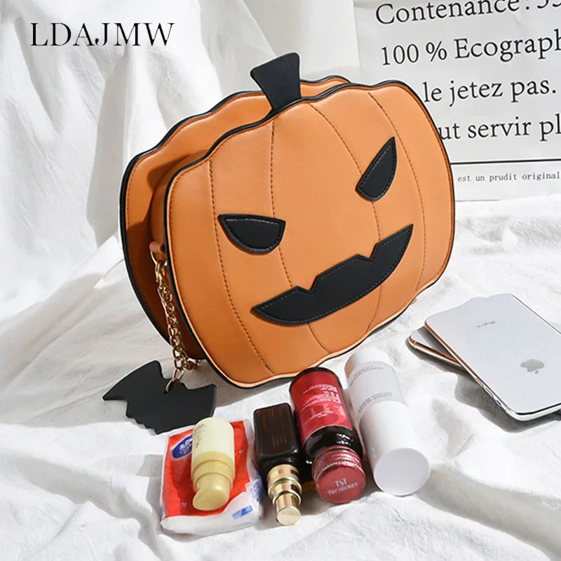 

New Fashion Pumpkin Shoulder Messenger Bag Creative Crossbody Party Bags Chain Cartoon Cell Phone Satchel