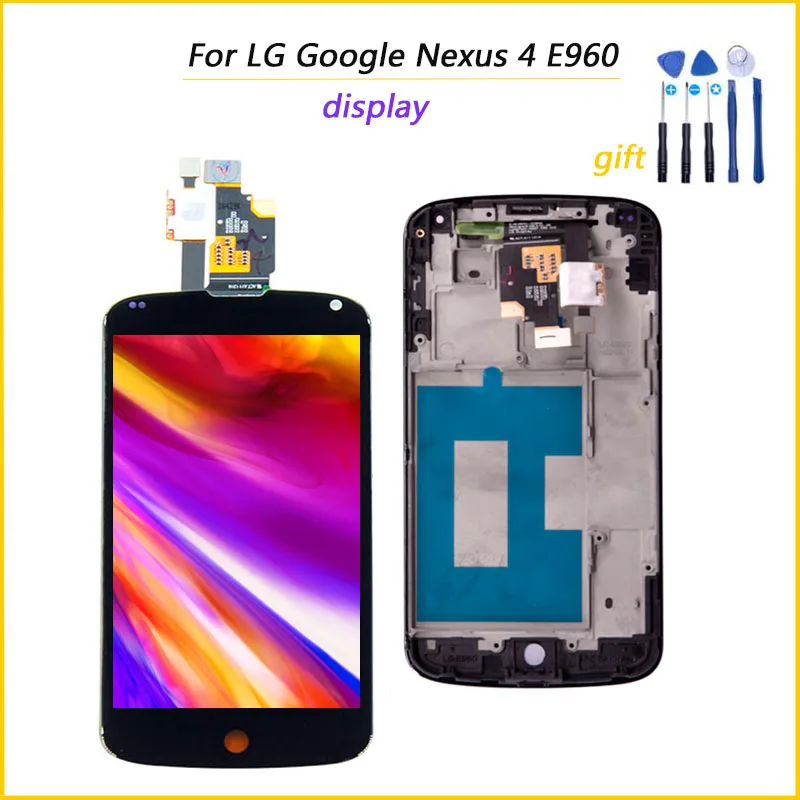 100% протестированный дисплей для LG Optimus Google Nexus 4 E960 ЖК сенсорный экран с рамкой