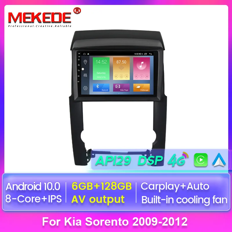 

Android 10 6 + 128G IPS для kia Sorento 2009-2012, автомобильное радио, стерео, GPS, мультимедийный плеер с WIFI BT 4G Lte DSP RDS