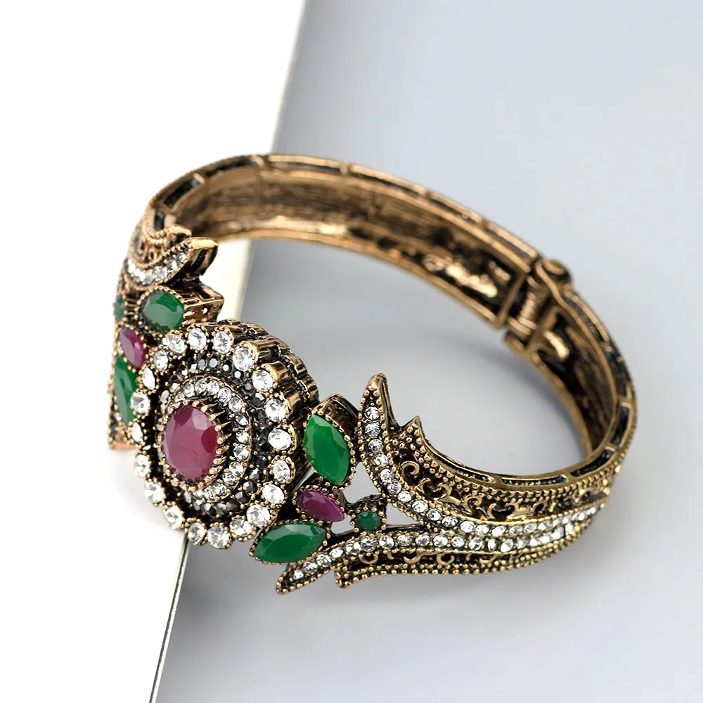 Sunspicems винтажный турецкий браслет манжета для женщин Смола Стразы ювелирные