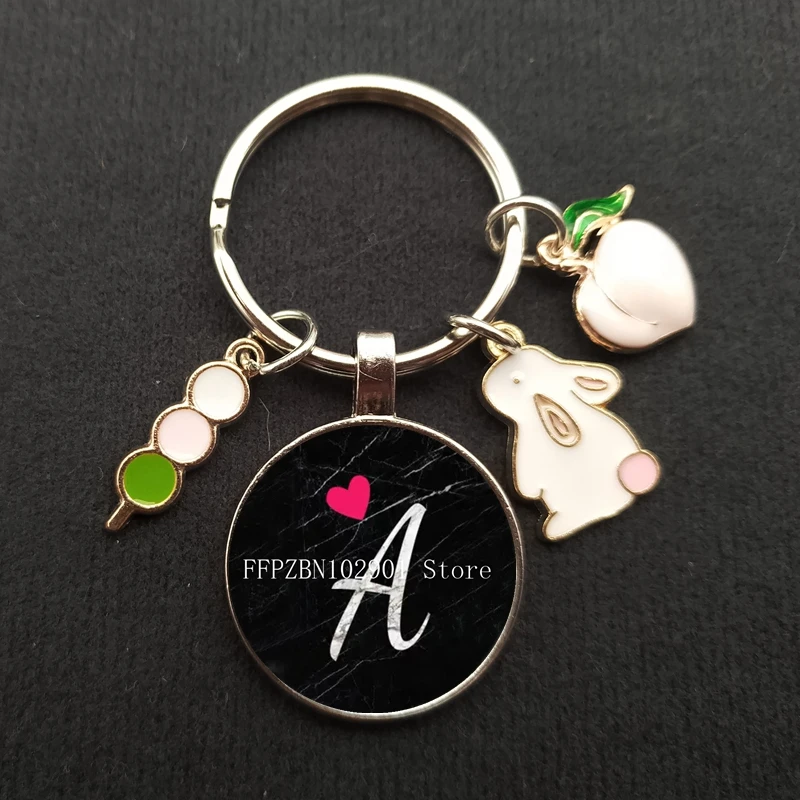 Брелок для ключей с милым Кроликом модный стеклянный надписью кабошоном