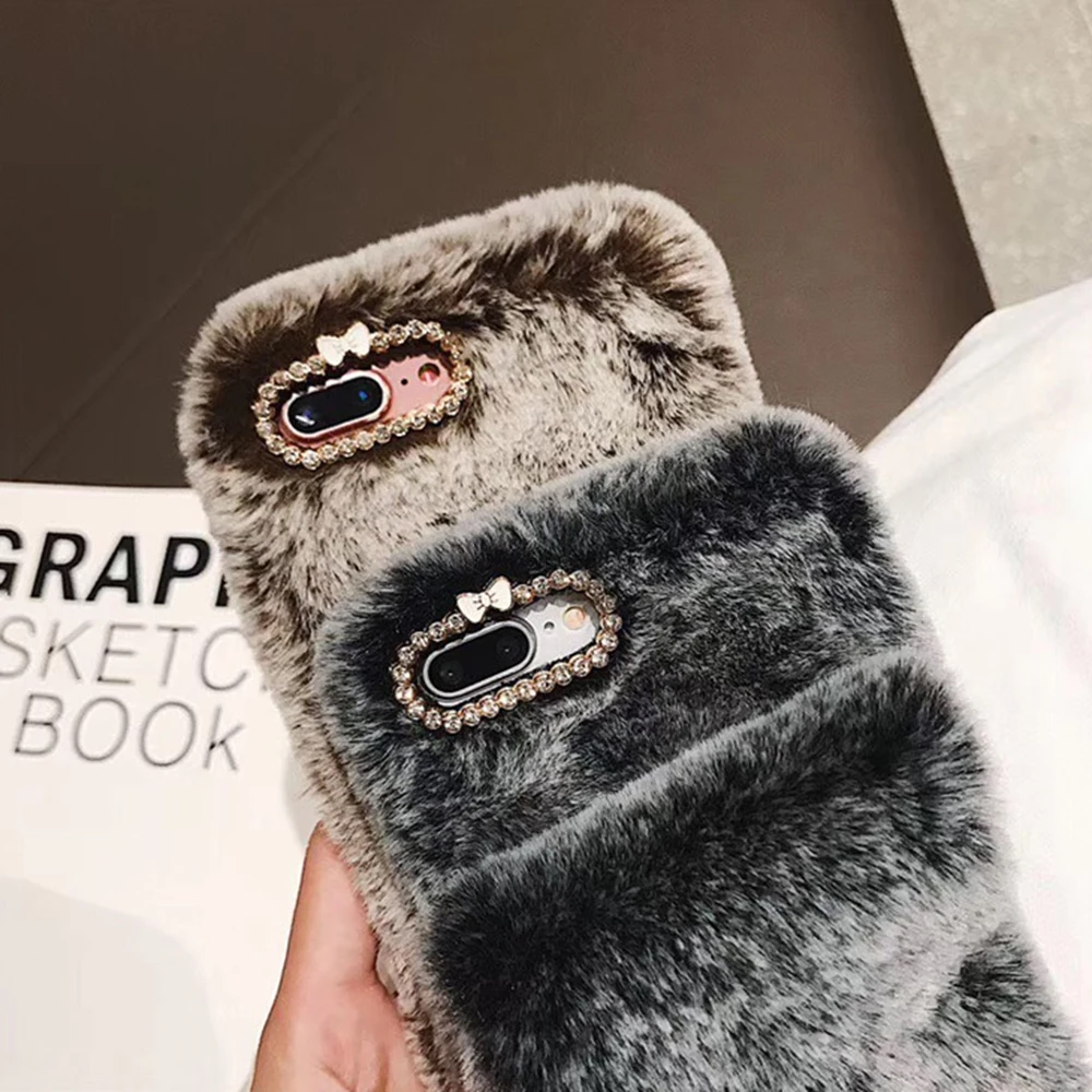 Роскошный модный плюшевый противоударный мягкий чехол для телефона iPhone 11 Pro Max XR X